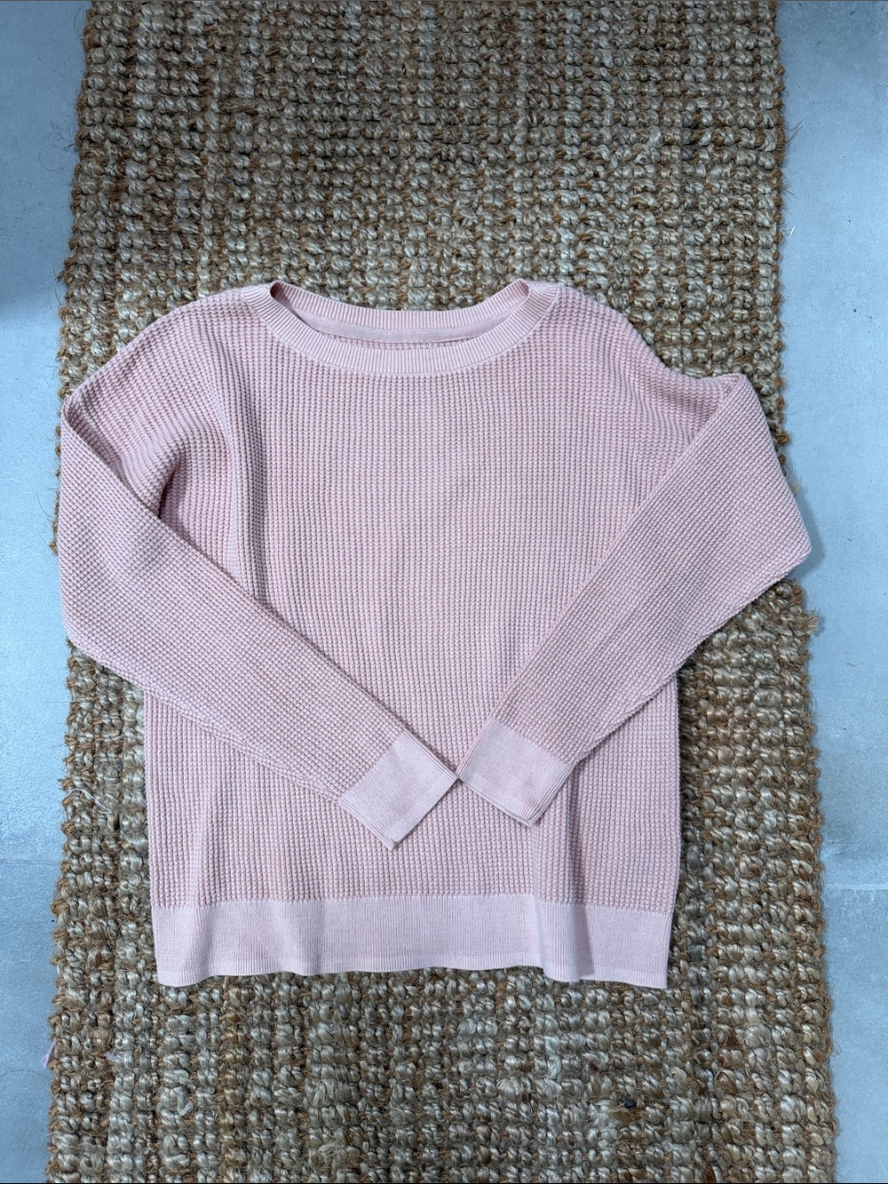 L.L. Bean Light Pink Waffle Knit Crewneck Sweater